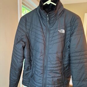 The North Face Reversible Mossbud Swirl Fleece Puffer Jacket Women Medium